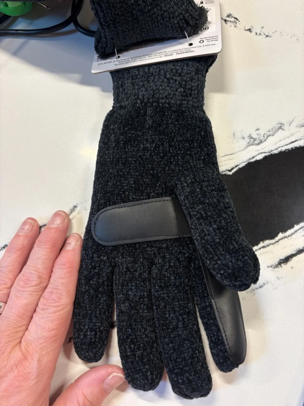 isotoner Dark Charcoal Knit Touchscreen Gloves with Faux-Fur Cuff - Picture 2 of 3